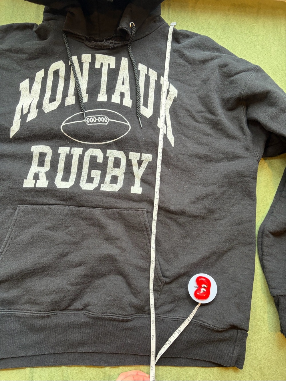 Firstport Montauk Rugby black distressed hooded sweatshirt sz M - Picture 6 of 6